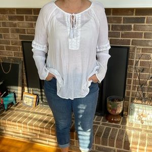 Lame Bryant Boho style white top